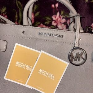 Michael Kors Light Gray Handbag with Silver Accents